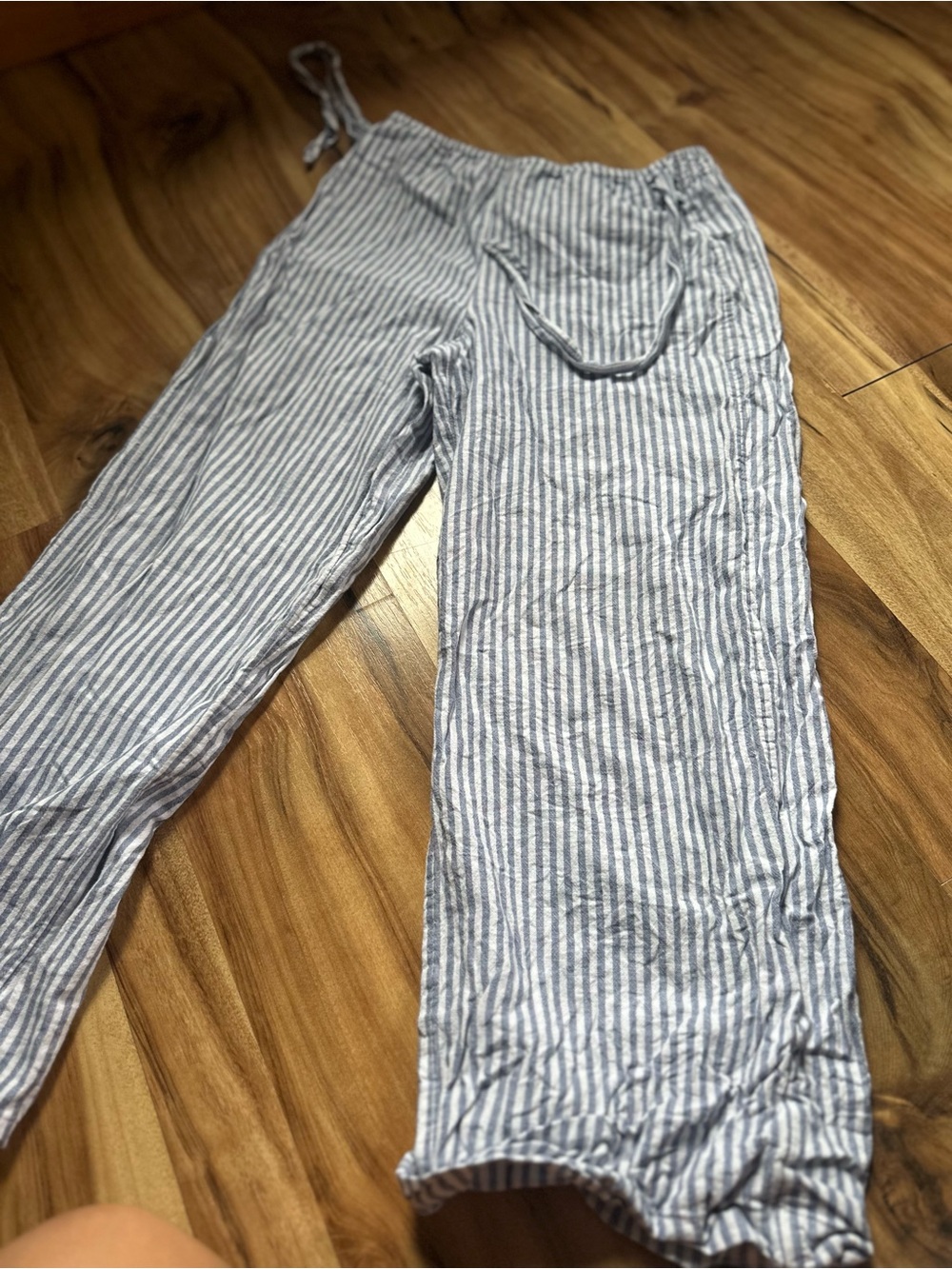 Women’s Lightweight Blue & White Striped Linen Pants